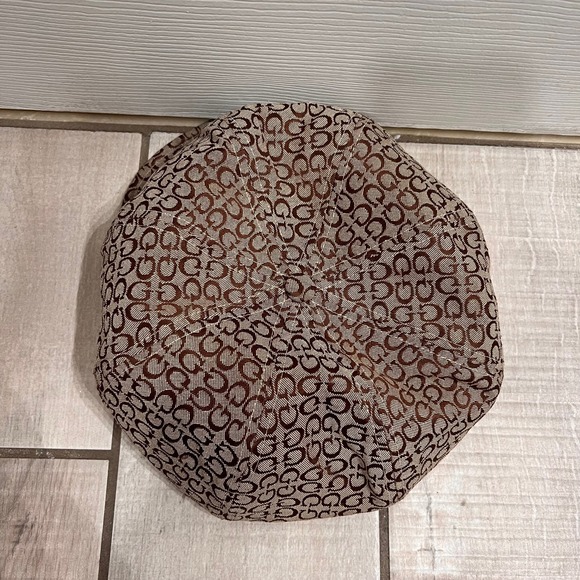 GUESS Y2K Monogram Cap Brown Tan Logo Print Flat Bill Style - Picture 5 of 7